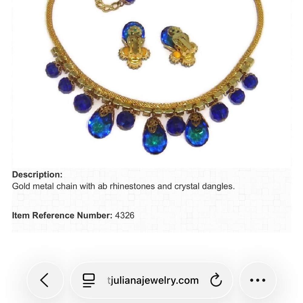 Vintage Verified Juliana Mesh  Topaz Teardrop Necklace Earring Set - Picture 9 of 9